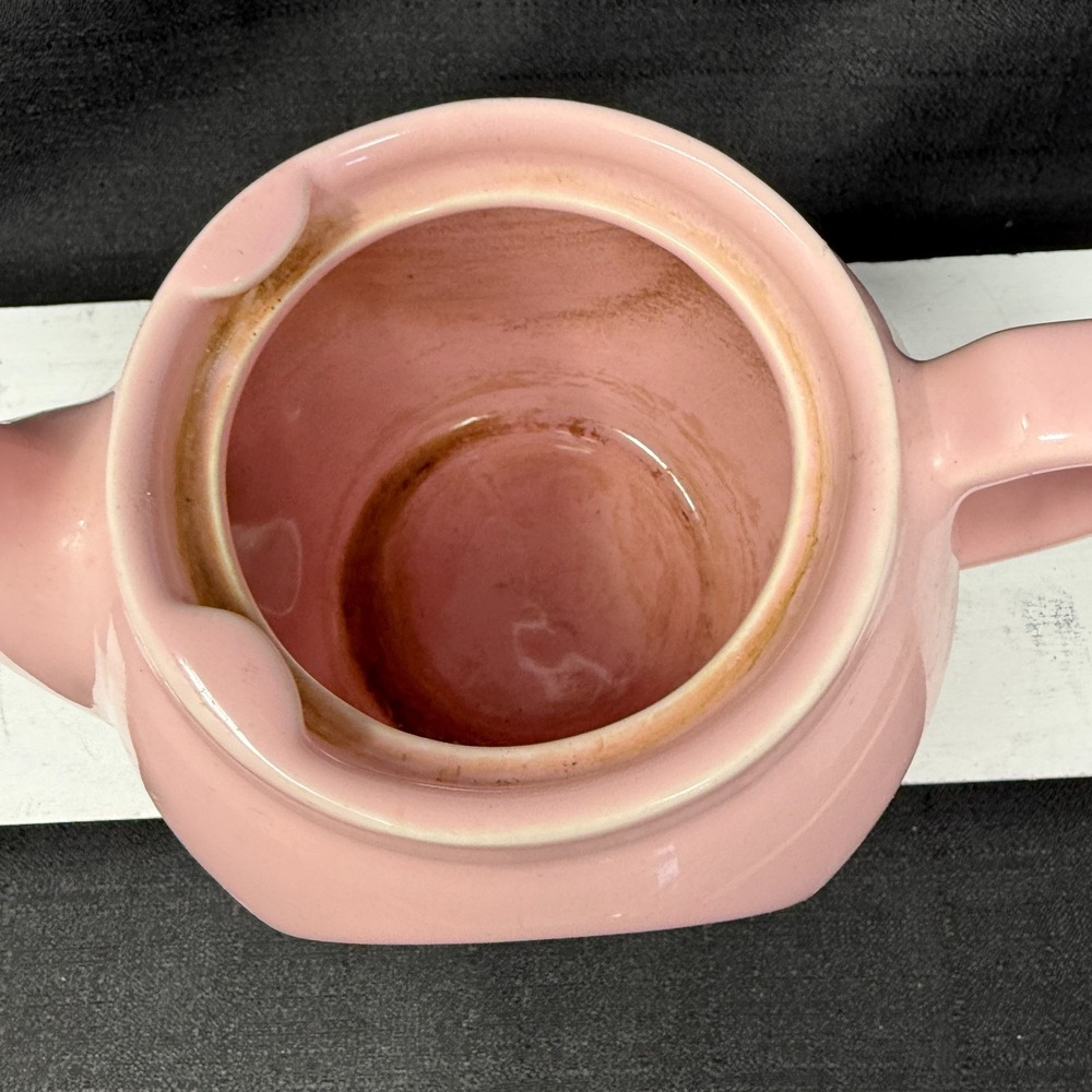 Vintage Hall Boston Flat-Sides 12 oz Pink Teapot USA Rare With Lid - Picture 6 of 10